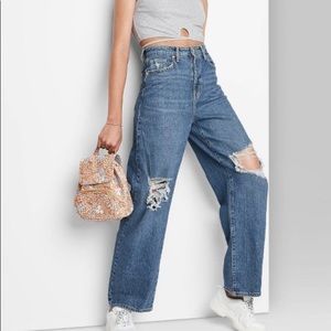 Women’s Super-High rise distressed baggy jeans